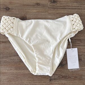 NWT Mikoh Cream Bikini Bottom with Crochet Detail